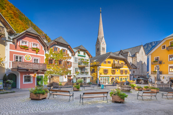 Go for a stroll in the mountain village of Hallstatt in Austria